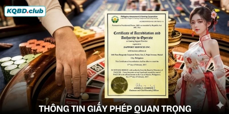 Giấy phép hoạt động từ PAGCOR Giấy phép hoạt động từ PAGCOR